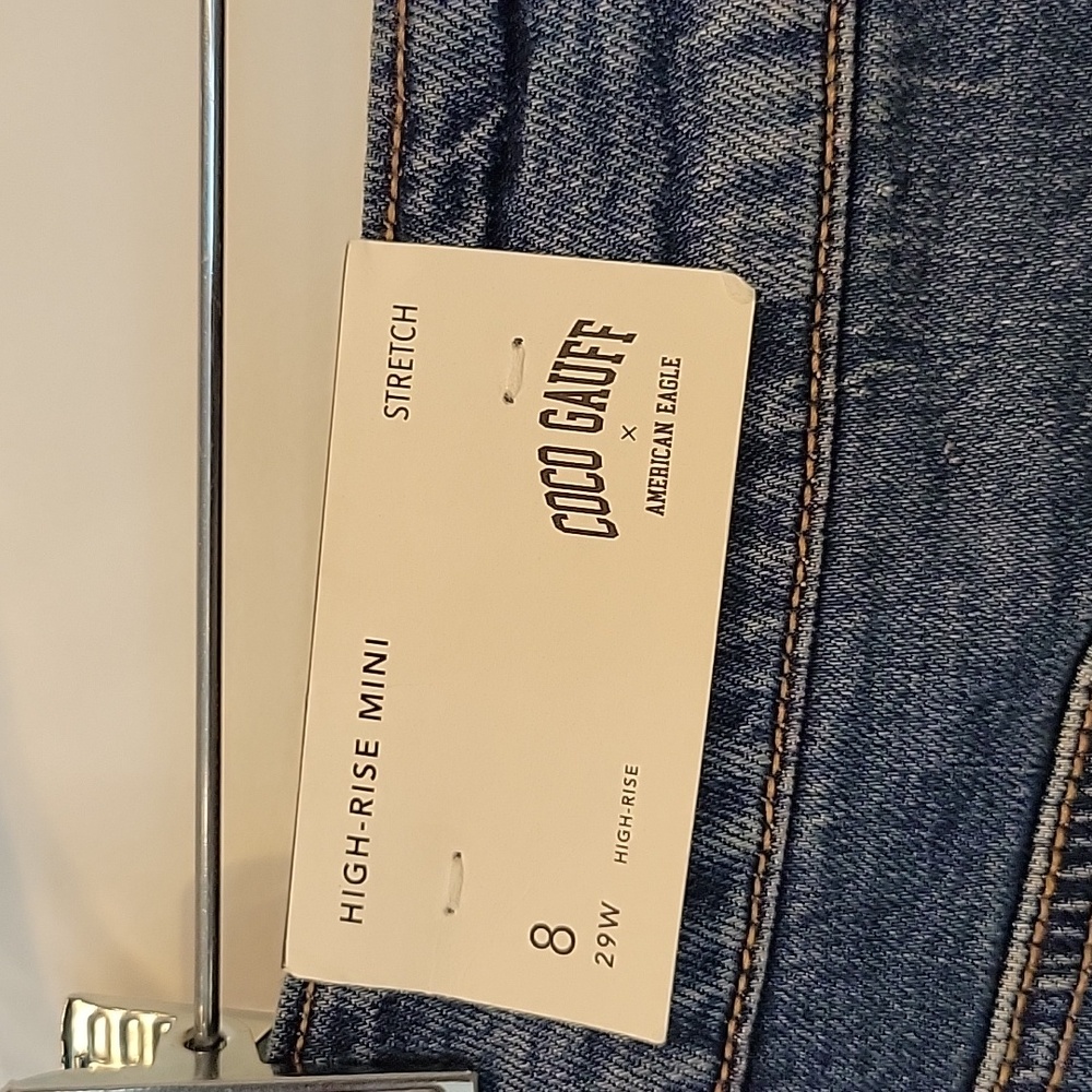 Coco Gauff x American Eagle High Rise Stretch Mini Denim Skirt Size 8/29W NWT - Picture 12 of 12